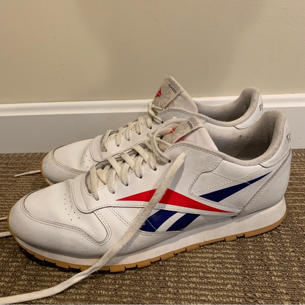 Reebok Men's White and Blue Sneakers